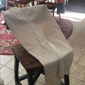 8/10 average cream colored-corduroy pants stretchy